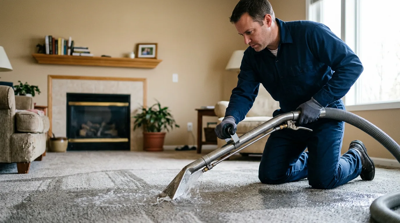 Water damage restoration technician working near Gloucester Township, NJ
